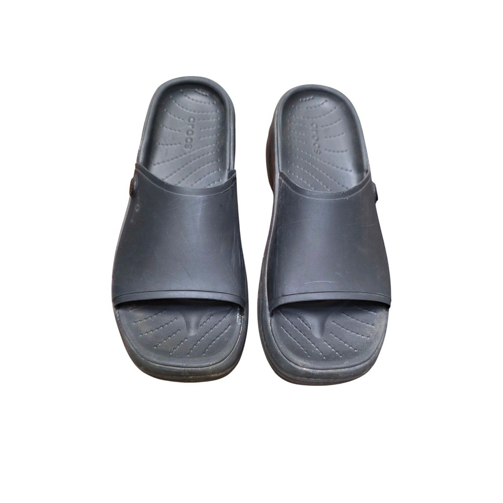 Crocs Skyline Women's Black Grunge Preppy Slide Sandals Wavy Platform Size 6